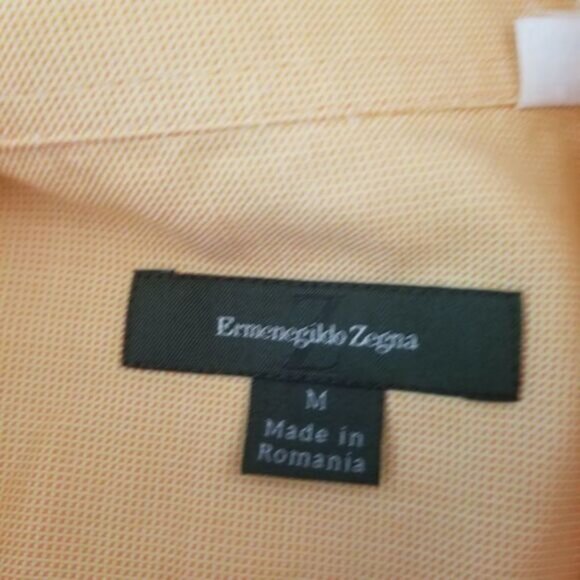 Ermenegildo Zegna Medium Orange Mini Check Button Front Shirt - Picture 2 of 3
